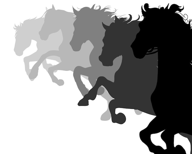 Vecteur silhouettes de chevaux en course