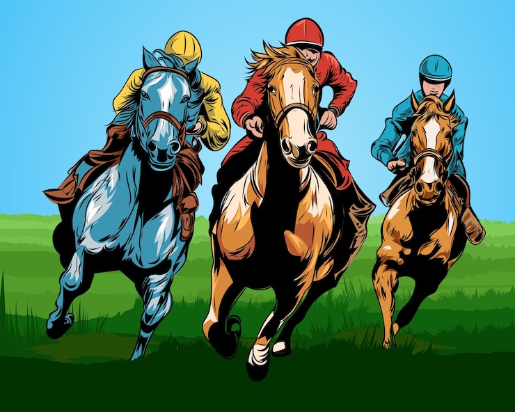 Vecteur silhouettes de chevaux en course