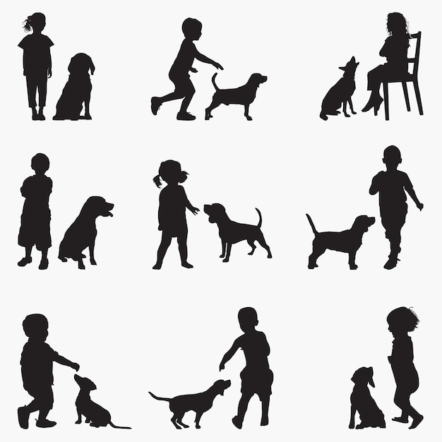 Silhouettes De Chiens Enfants