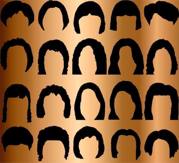 Vecteur silhouettes de coiffure ensemble idéal pour coiffer les cheveux noirs pour les femmes