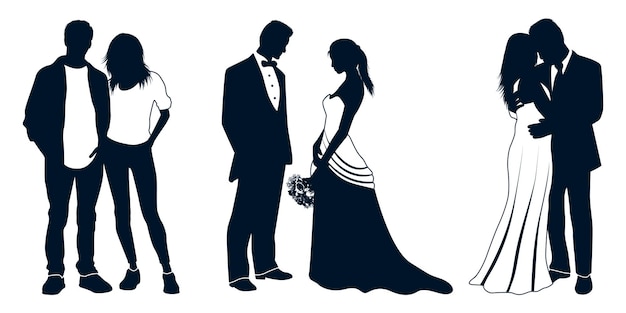 Silhouettes De Couple Romantique Art Vectoriel