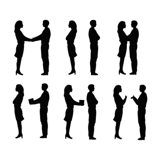 Vecteur des silhouettes de couples dans diverses positions.