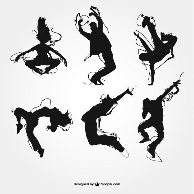 Vecteur silhouettes de danse moderne