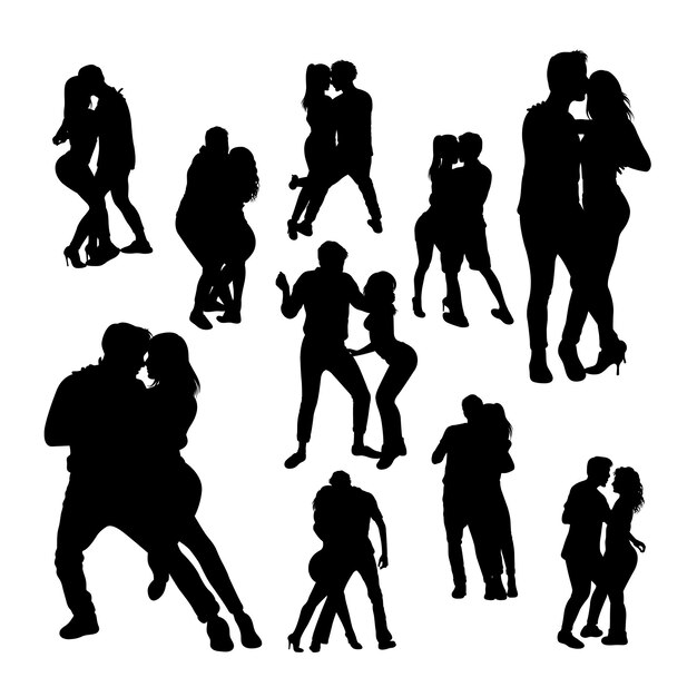 Vecteur silhouettes de danseur kizomba