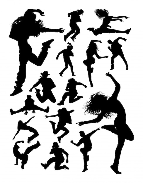 Vecteur silhouettes de danseuse moderne attrayante.