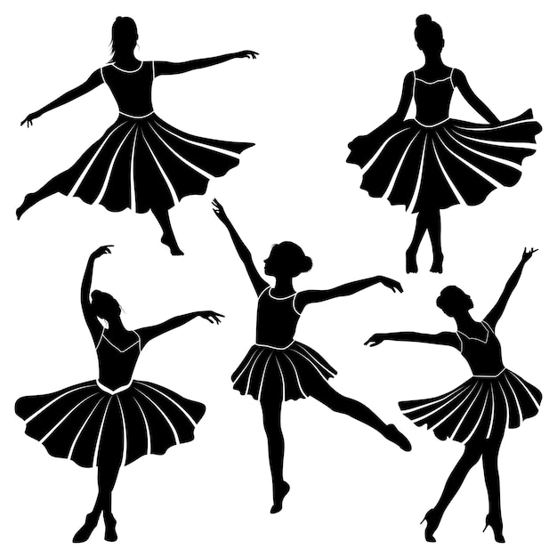 Vecteur silhouettes de danseuses de ballet ou de danseuses vectorielles