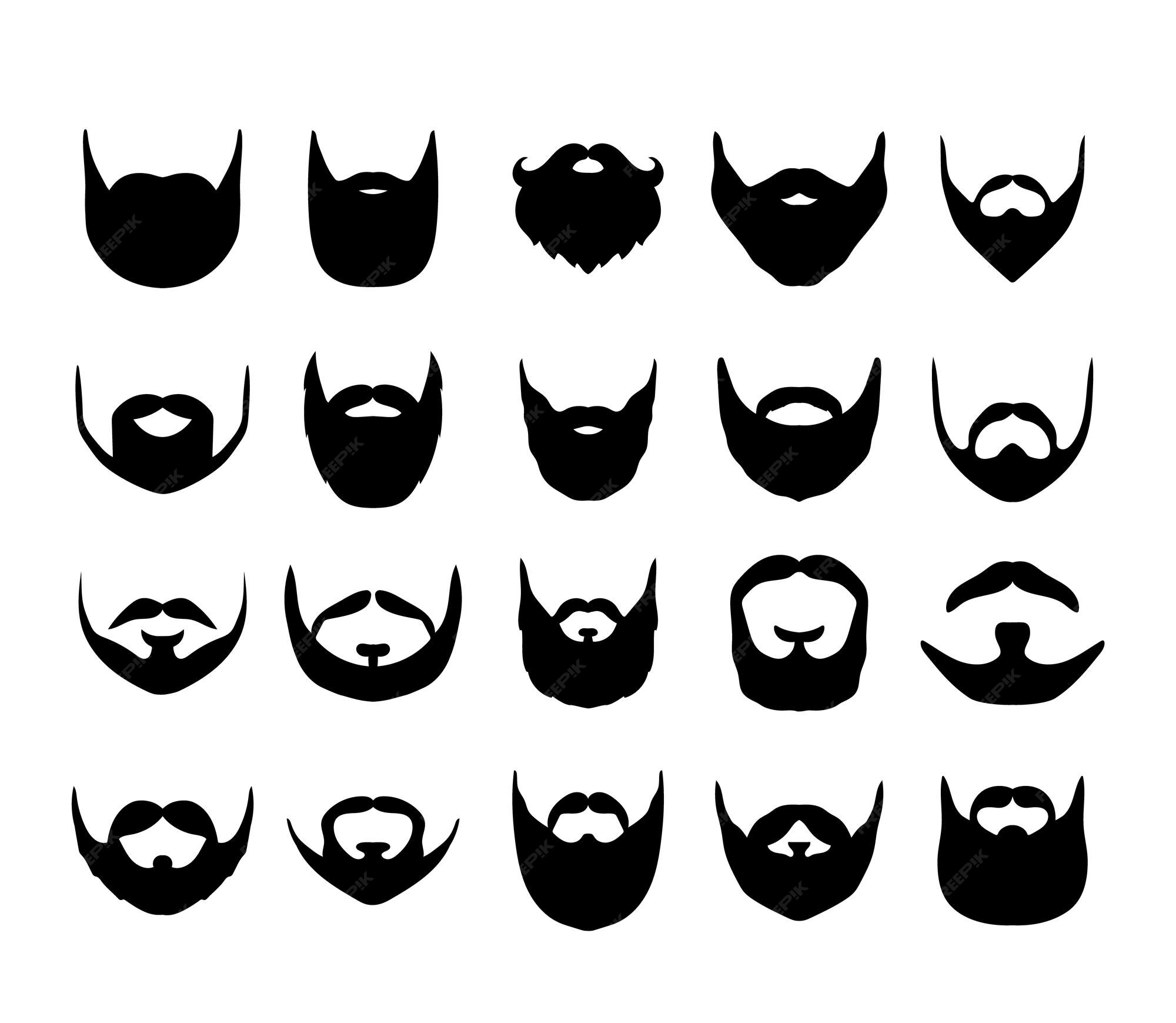 Silhouettes De Différents Types De Barbes Icônes D'hommes Barbes Et