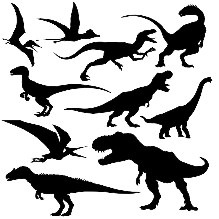 Vecteur silhouettes de dinosaures