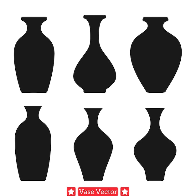 Vecteur silhouettes élégantes de vases accents sophistiqués pour un décor raffiné