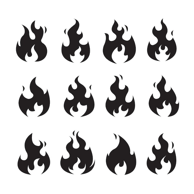 Silhouettes de feu mis en illustration vectorielle