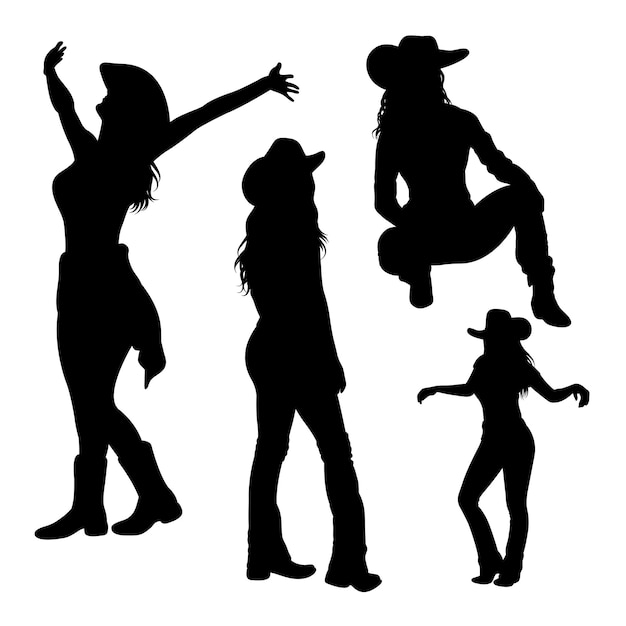 Silhouettes De Fille De Pays