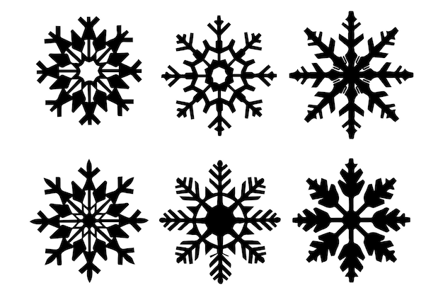 silhouettes de flocons de neige fond blanc