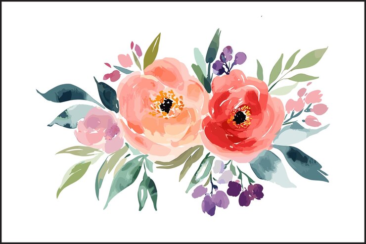 Vecteur des silhouettes florales à l'aquarelle élégantes art vectoriel de haute qualité