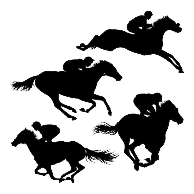 Vecteur silhouettes de geste de jockey