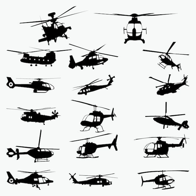 Vecteur silhouettes d'hélicoptères