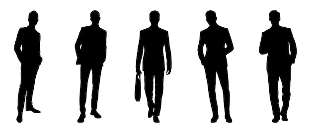 Vecteur silhouettes d'hommes d'affairesgroupe d'homme d'affaires deboutillustration vectorielle