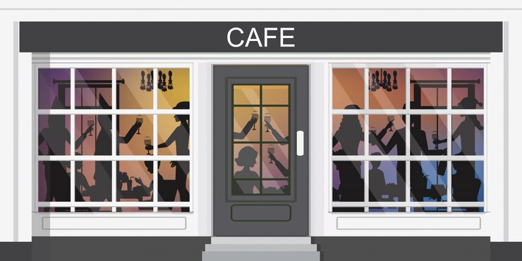 Vecteur silhouettes d'hommes et de femmes debout lors d'une fête.