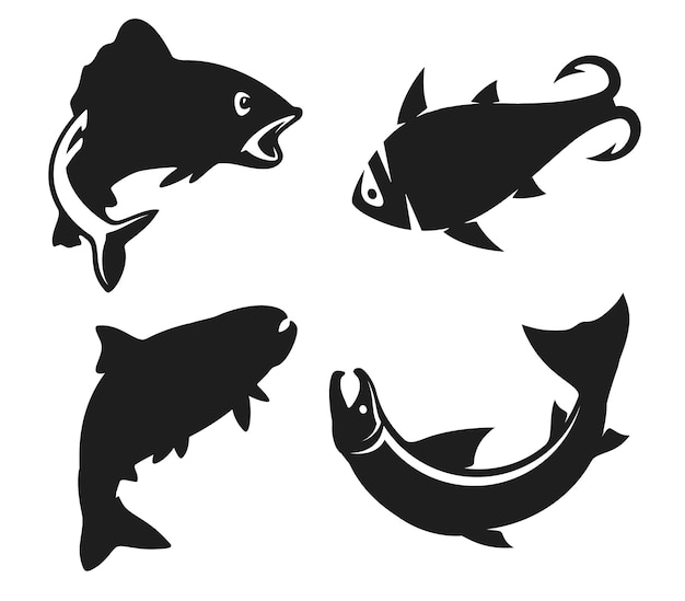 Vecteur silhouettes isolées de poissons américains