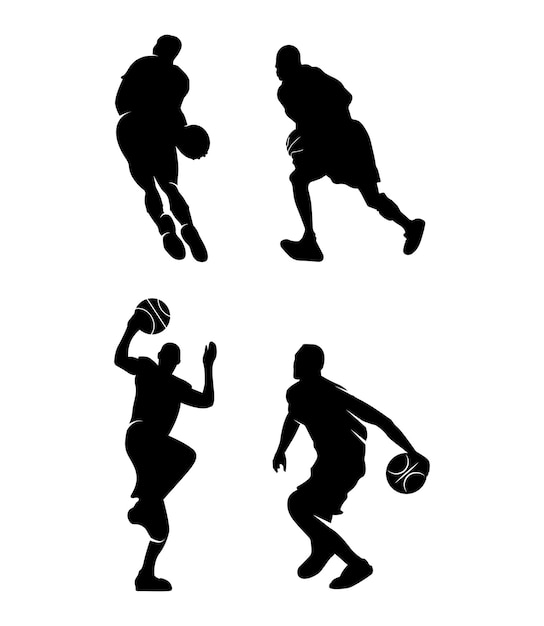 Vecteur silhouettes de joueurs de basket-ball