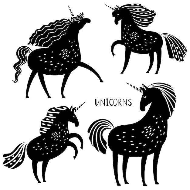 Silhouettes De Licorne Noire