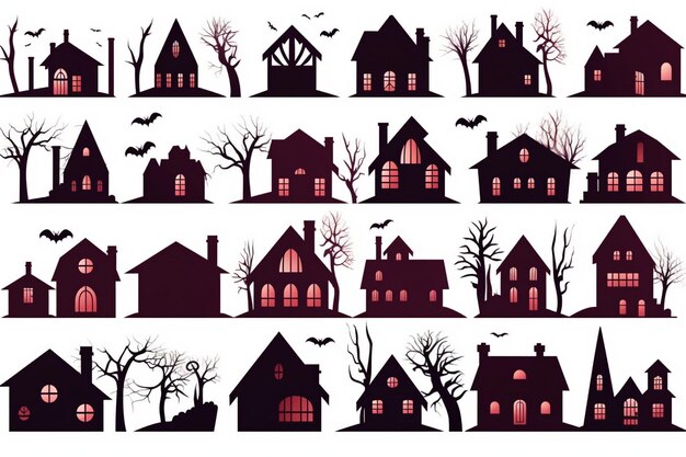 Les Silhouettes De La Maison D'halloween