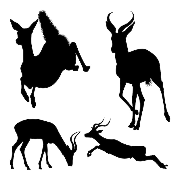 Vecteur silhouettes de mammifères impala