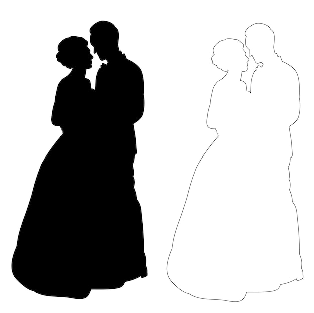 Silhouettes de mariage isolées