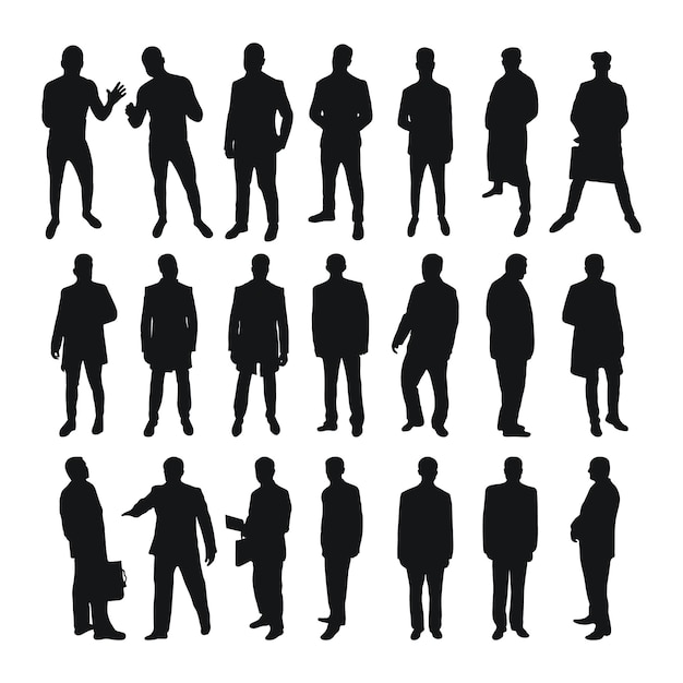 Vecteur silhouettes masculines vectorielles d'hommes hommes gars garçon hommes d'affaires entrepreneur exécutif travailleurs amis