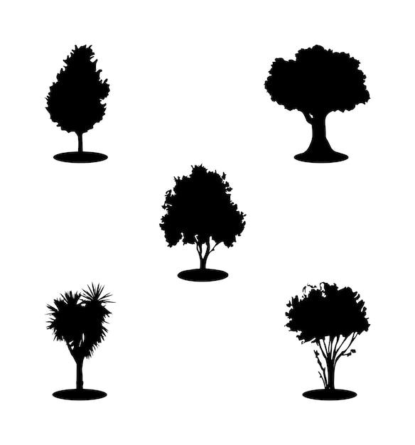 Vecteur silhouettes modernes à la mode ensemble de plantes isolées sur fond blanc, image détaillée. vecteur
