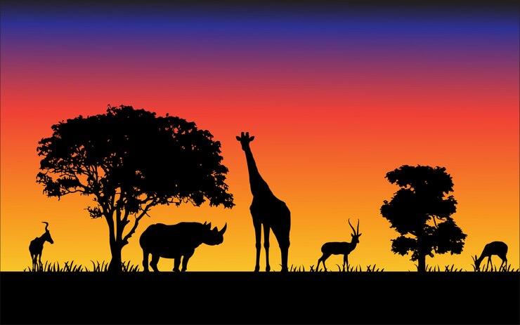 Vecteur silhouettes noires d'animaux sauvages