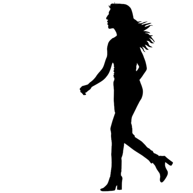 Silhouettes Noires De Belle Femme Sur Fond Blanc Illustration Vectorielle