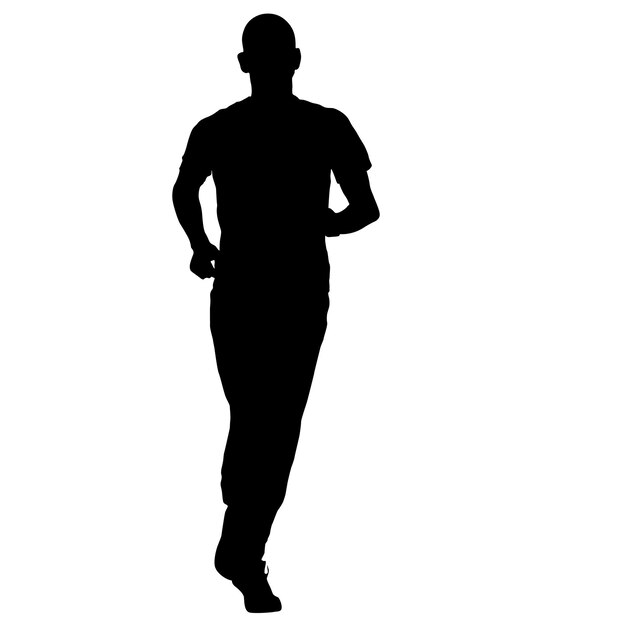 Vecteur des silhouettes noires des coureurs sprintent sur un fond blanc