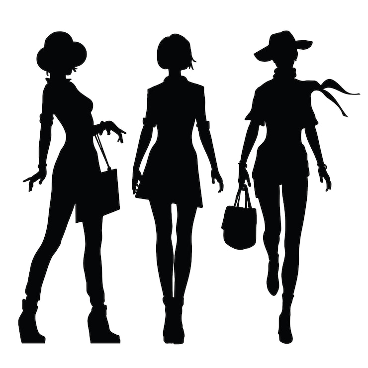 Vecteur silhouettes noires des femmes