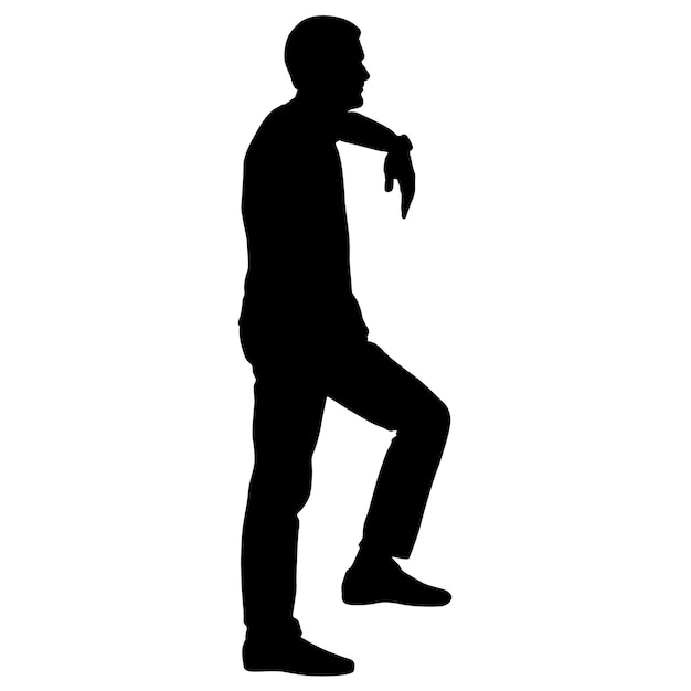 Silhouettes noires homme sur fond blanc Illustration vectorielle