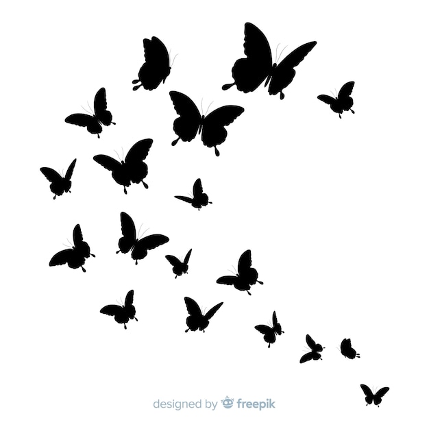 Silhouettes De Papillon Volant Vecteur Premium