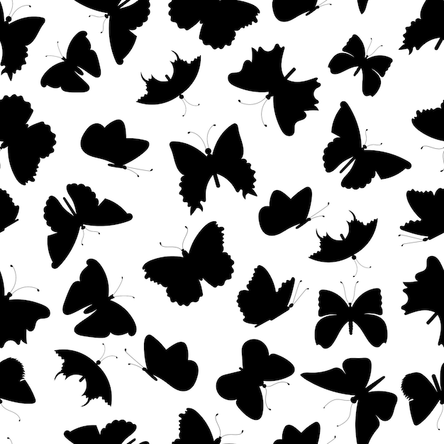 Silhouettes De Papillons Sur Un Motif Blanc