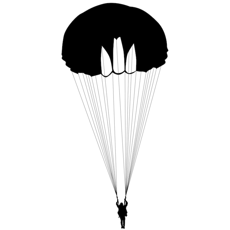 Vecteur silhouettes de parachutiste parachutisme sur fond blanc
