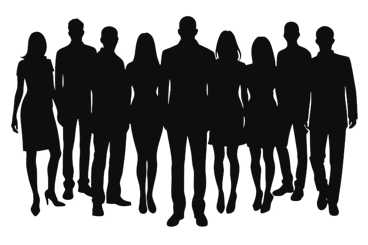 Vecteur des silhouettes de personnes, des figures sombres sur des arrière-plans clairs créant des contours audacieux
