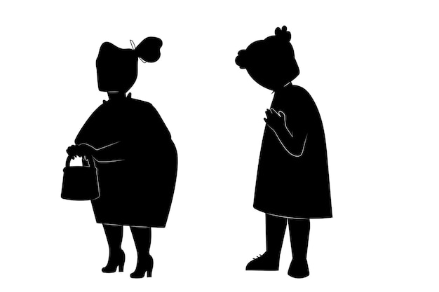 Vecteur silhouettes de personnes avec un sac et un sac