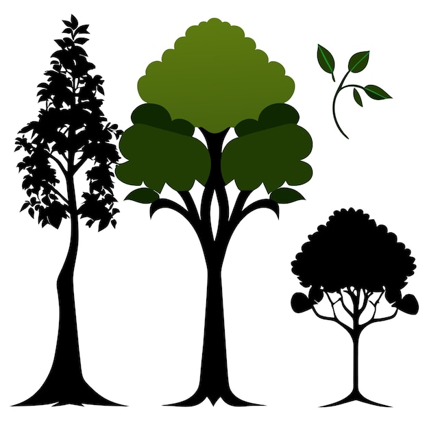 Vecteur silhouettes de plantes et d'arbres en eps vectoriel haute résolution