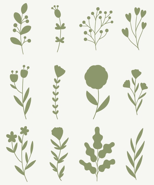 silhouettes de plantes et de fleurs