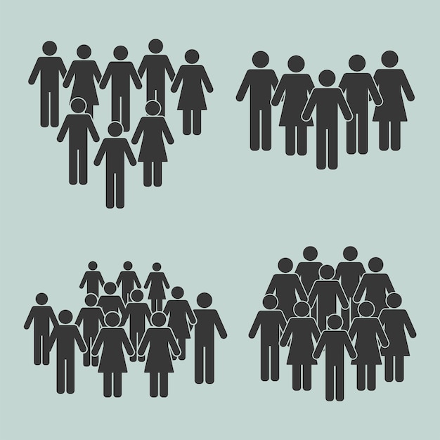 Silhouettes de population quatre icônes
