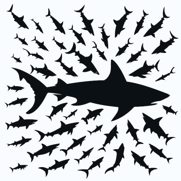 Vecteur silhouettes de requin set vecteur d'art