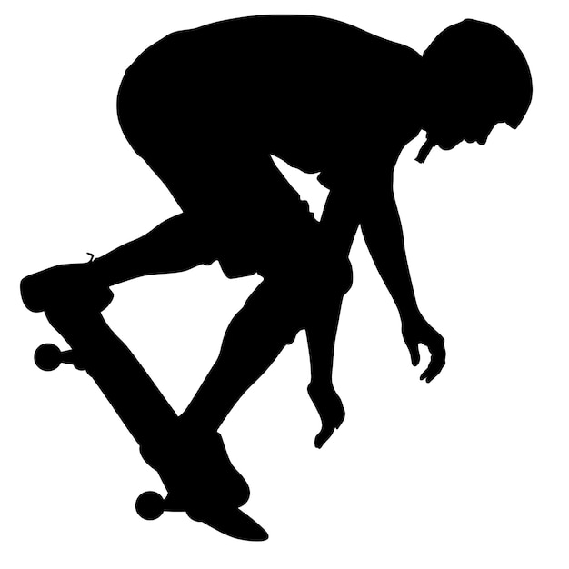 Silhouettes un skateur effectue des sauts Illustration vectorielle