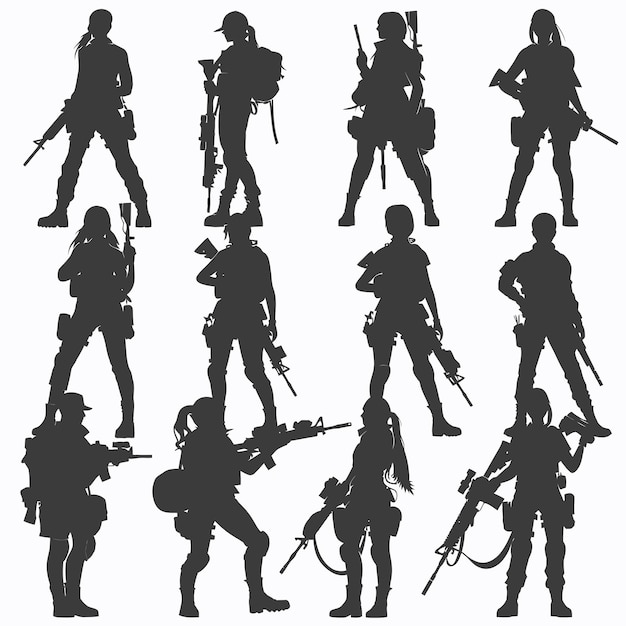 Vecteur des silhouettes de soldats