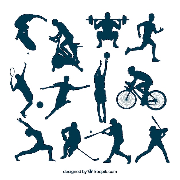 Vecteur silhouettes de sport dans les actions chaudes