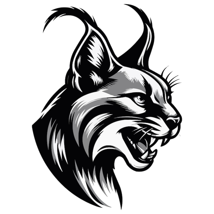 Vecteur silhouettes de la tête du cougar de caracal