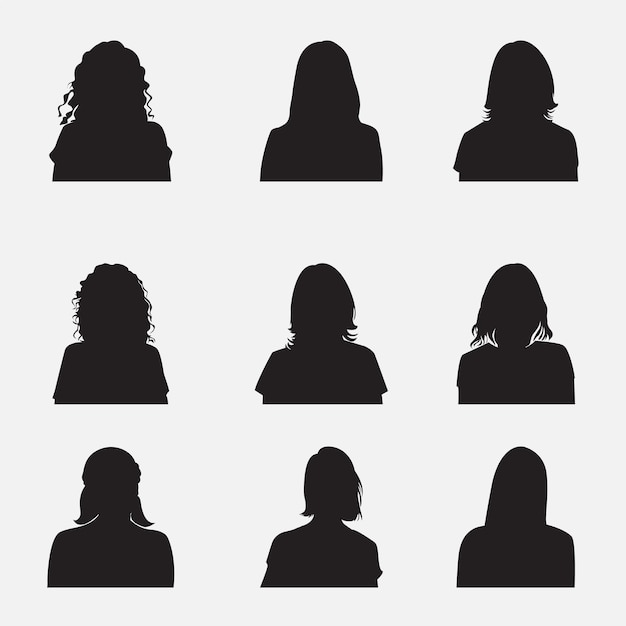 Silhouettes De Vecteur D'avatar De Femme