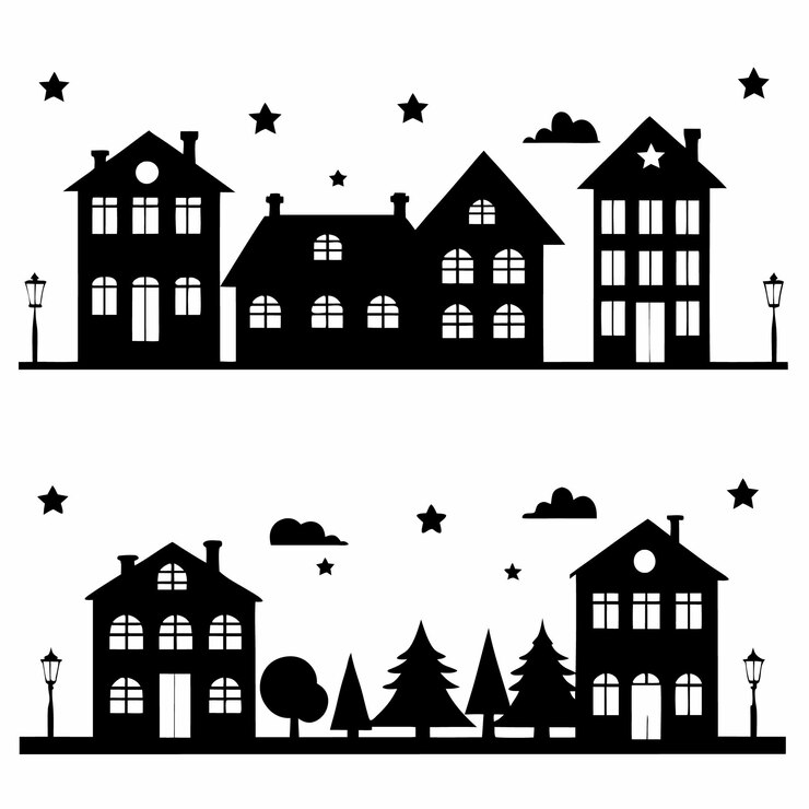 Vecteur silhouettes de la ville de nuit