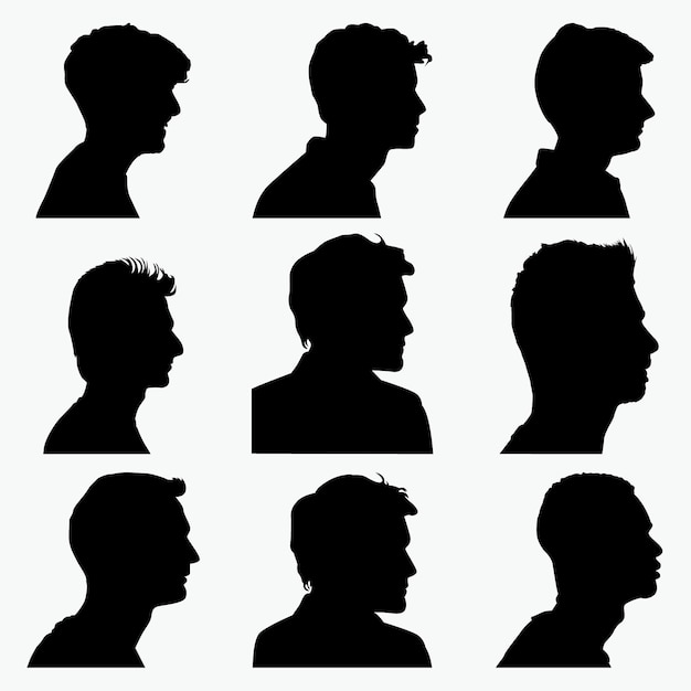 Vecteur silhouettes de visage d'homme